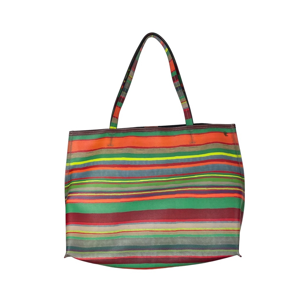Elliot Lucca Brightly Colored Striped Leather Tote